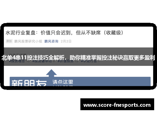 北单4串11投注技巧全解析，助你精准掌握投注秘诀赢取更多盈利
